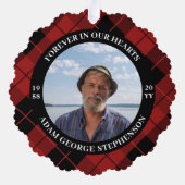 Red Plaid Forever in ons hart Foto Ornament Kaart (Achterkant)