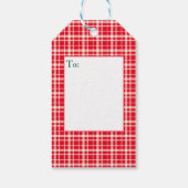 Red Plaid Foto Vrolijk Kerstfeest Cadeaulabel (Achterkant)