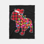 Red Plaid French Bulldog Christmas Pajamas Xmas Li Fleece Deken (Voorkant)