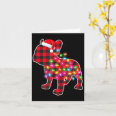 Red Plaid French Bulldog Christmas Pajamas Xmas Li Kaart (Gele Bloem)