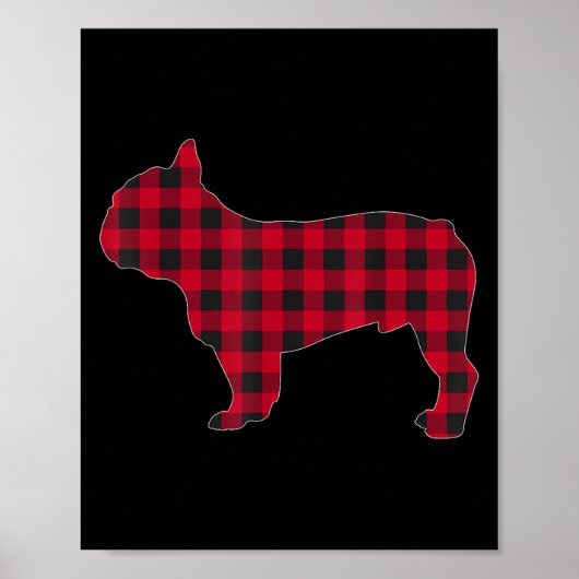 Red Plaid French Bulldog Dog Lover Matching Christ Poster (Voorkant)