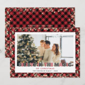 Red Plaid gelooft in de magie van kerstfoto Feestdagenkaart (Voorkant / Achterkant)