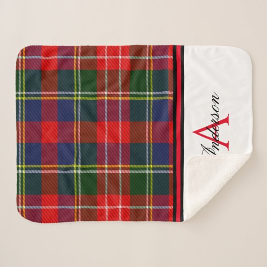 Red Plaid gepersonaliseerd Sherpa Deken (Voorkant (horizontaal))