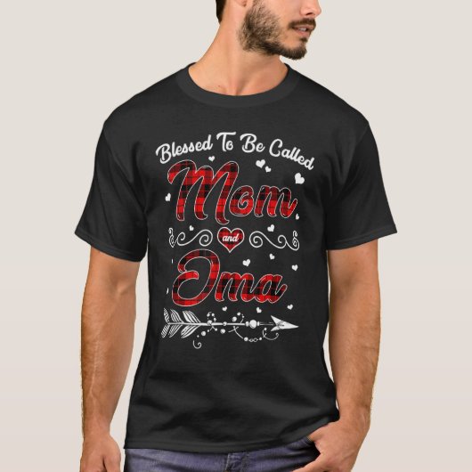 Red Plaid gezegend om moeder en Oma T-shirt te het (Voorkant)