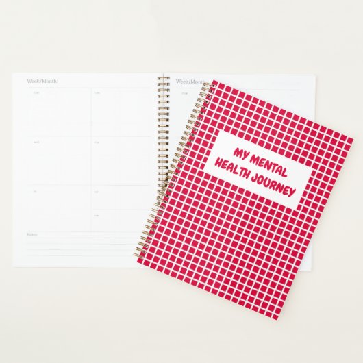 Red Plaid Gingham Planner Geestelijke Gezondheid Q (Display)