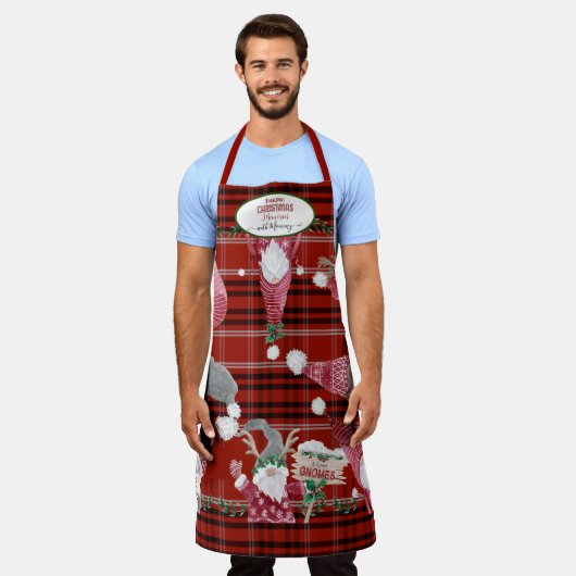 Red Plaid Gnomes Bakken Kerst Herinneringen Mama Schort (Gedragen)
