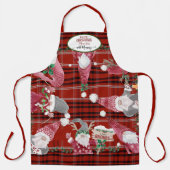 Red Plaid Gnomes Bakken Kerst Herinneringen Mama Schort (Voorkant)