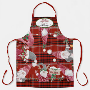 Red Plaid Gnomes Bakken Kerst Herinneringen Mama Schort