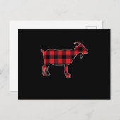 Red Plaid Goat Santa Christmas Aankondigingskaart (Voorkant / Achterkant)