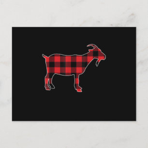 Red Plaid Goat Santa Christmas Aankondigingskaart