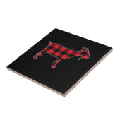Red Plaid Goat Santa Christmas Tegeltje (Zijkant)