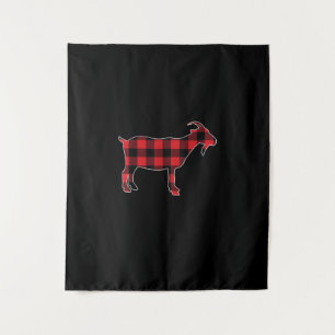 Red Plaid Goat Santa Christmas Wandkleed