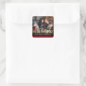 Red Plaid & Gold Faith Liefde Familie Kerstmis Fot Vierkante Sticker (Tas)