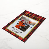 Red Plaid Gold Grandpa Photo Cozy But Elegant Folie Feestdagenkaart (Gedraaid)