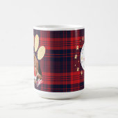 Red Plaid & Gold Pet Paw Print Foto & Sneeuwvlokke Koffiemok (Center)