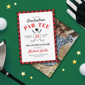 Red Plaid Golf thema afstudeerfeest Kaart