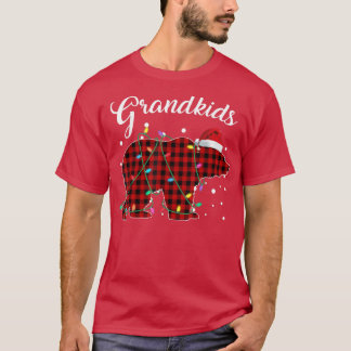 Red Plaid Grandkids Bear Matching Buffalo Pajama  T-shirt