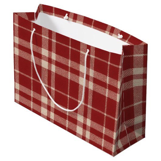 Red Plaid Groot Cadeauzakje (Achterkant Gekanteld)
