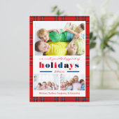 Red Plaid Happiest Feestdagen - 3x5 Kerst Kaart (Staand voorkant)