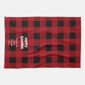 Red Plaid Happy Camper Family reünie Theedoek (Horizontaal)