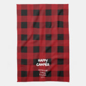 Red Plaid Happy Camper Family reünie Theedoek (Verticaal)