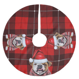 Red Plaid Holiday Bulldog Kerstmis Kerstboom Rok