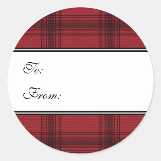 Red Plaid Holiday Gift Label Stickers (Voorkant)