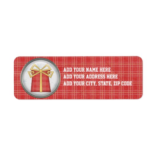 Red Plaid Holiday Gift Retouradres Labels (Voorkant)
