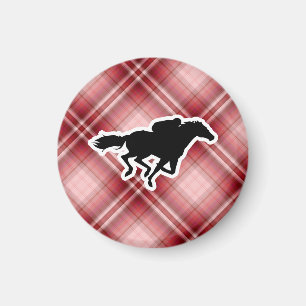 Red Plaid Horse Racing Magneet