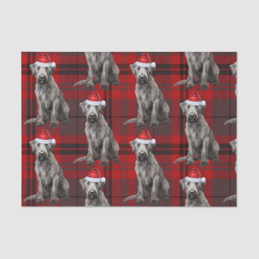 Red Plaid Irish Wolfhound Dog Holiday Tissuepapier (Voorkant)