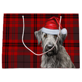 Red Plaid Irish Wolfhound Dog Lover Holiday Groot Cadeauzakje
