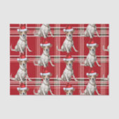 Red Plaid Jack Russell Hond Kerstvakantie Tissuepapier (Voorkant)