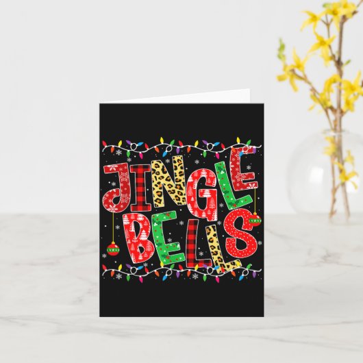 Red Plaid Jingle Bells Christmas Matching Family P Kaart (Gele Bloem)