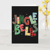 Red Plaid Jingle Bells Christmas Matching Family P Kaart (Gele Bloem)