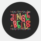 Red Plaid Jingle Bells Christmas Matching Family P Ronde Sticker (Voorkant)