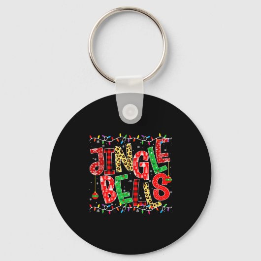 Red Plaid Jingle Bells Christmas Matching Family P Sleutelhanger (Voorkant)
