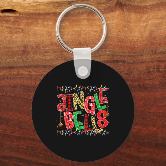 Red Plaid Jingle Bells Christmas Matching Family P Sleutelhanger (Voorkant)