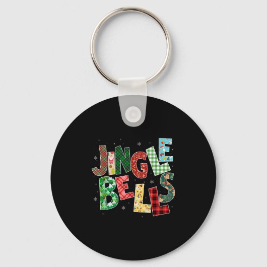 Red Plaid Jingle Bells Christmas Matching Family P Sleutelhanger (Voorkant)