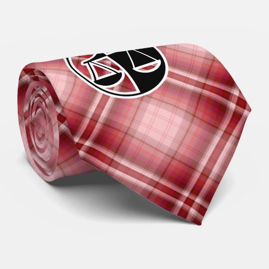 Red Plaid Justice Scales Stropdas (Opgerold)