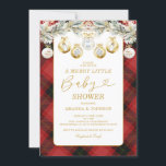 Red Plaid Kerst Gouden Ornamenten Baby shower Kaart<br><div class="desc">EDITABLE Red Plaid Kerst Goud Ornamenten Baby shower Uitnodiging Elegante Kerstboom Zilver Goud Ornamenten Baby shower Party</div>