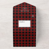 Red plaid Kerstmis 4 foto's allemaal op één kaart (Buitenkant)