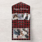 Red plaid Kerstmis 4 foto's allemaal op één kaart (Binnen)