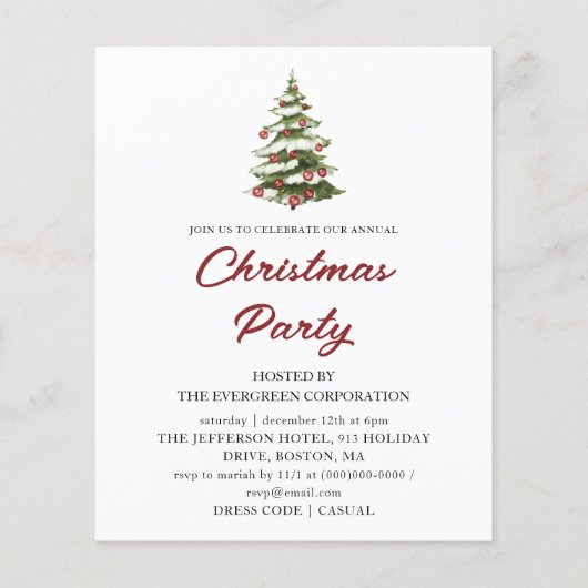 Red Plaid Kerstvakantie Budget Uitnodiging (Voorkant)