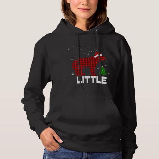 Red Plaid Little BearMatching pyjama familie Hoodie (Voorkant)