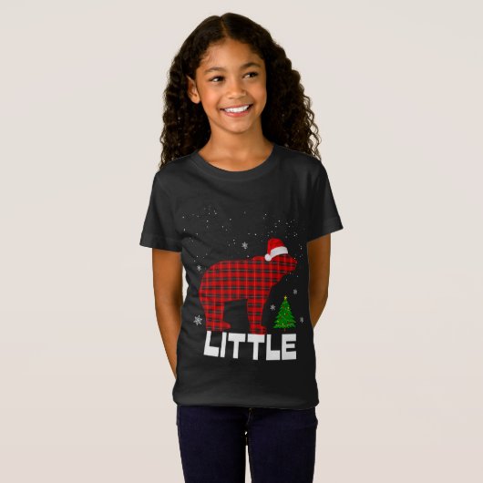 Red Plaid Little BearMatching pyjama familie T-shirt (Voorkant volledig)