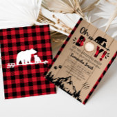 Red Plaid Lumberjack Baby shower Kaart