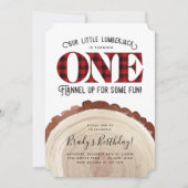 Red Plaid Lumberjack eerste verjaardag uitnodiging (Voorkant)