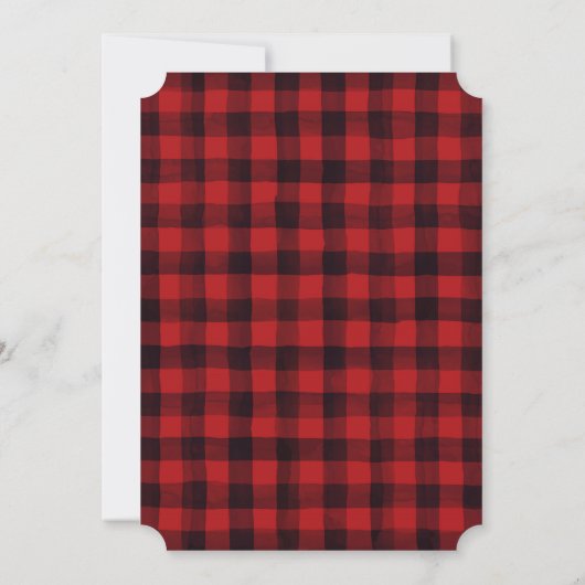 Red Plaid Lumberjack eerste verjaardag uitnodiging (Achterkant)