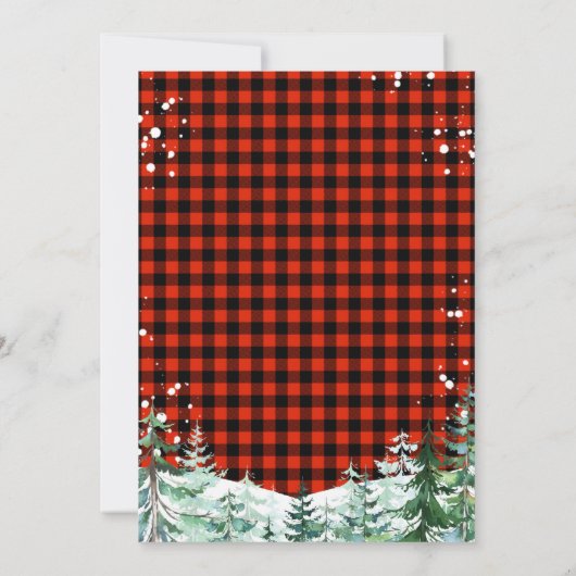 Red Plaid Lumberjack Snowflake Baby shower Kaart (Achterkant)