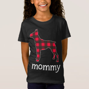Red Plaid Mama Boxer Hond Kerstmis Bijpassende Fam T-shirt